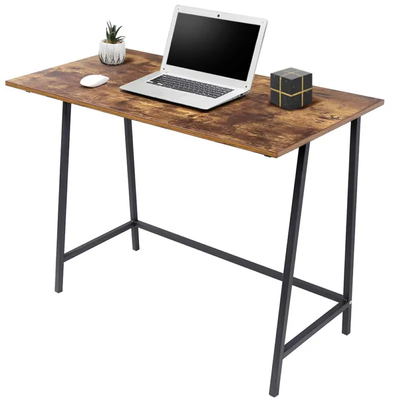 Consegna Rapida Scrivania Tavolo Porta PC Legno Metallo Casa Ufficio Design Industriale Brown