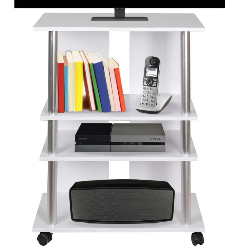 Solo Oggi Mobile TV in Legno con 3 Ripiani e Ruote Mobiletto Carrello televisore Bianco
