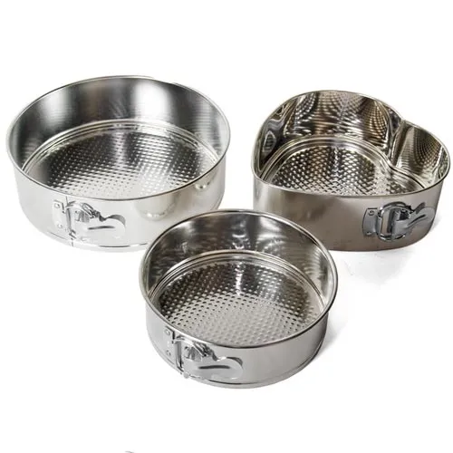 Set 3 Tortiere da Forno a Cerniera Antiaderenti Smontabili Forma Cuore e Tonde Soddisfatti O Rimborsati