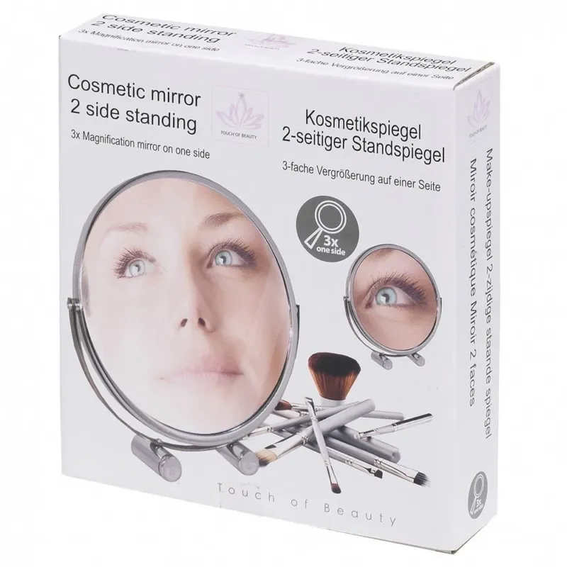 Specchio Cosmetico 16cm Zoom 3x Fronte/Retro Con Appoggio Viso Barba Per Bagno Prezzo Conveniente
