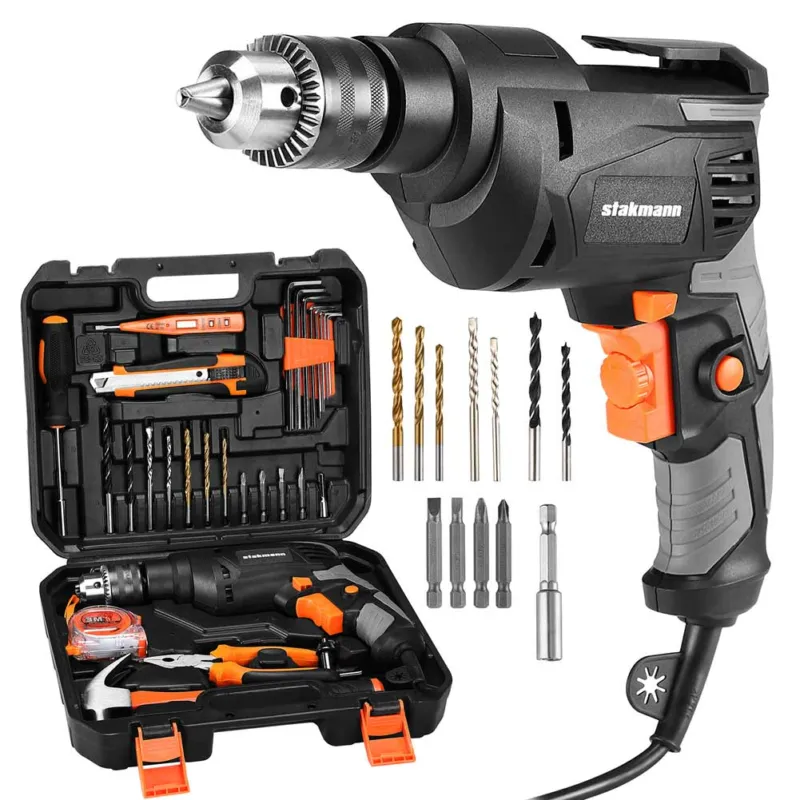 Valigetta Attrezzi 27pz + Trapano Avvitatore Elettrico 710W 3000rpm Mandrin 13mm A Buon Prezzo