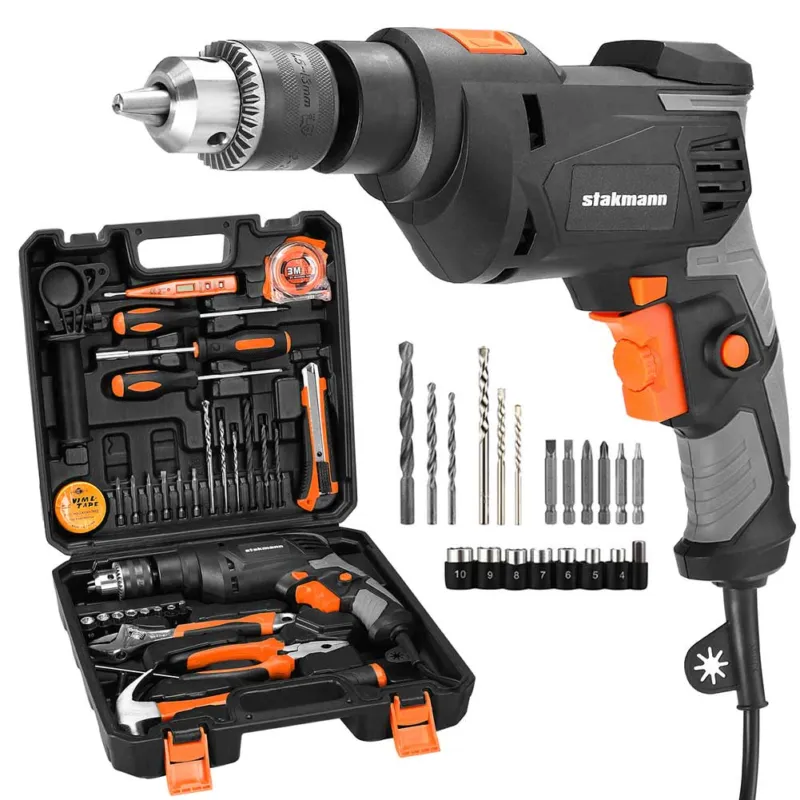 Valigetta Attrezzi 35pz con Trapano Elettrico a Percussione 710W 3000rpm 13mm Professionale