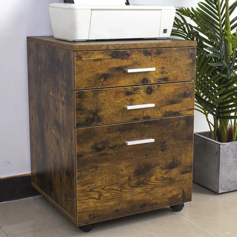 Cassettiera Scrivania Ufficio Legno MDF Mobiletto Stampante 3 Cassetti Anticato Ultima Occasione