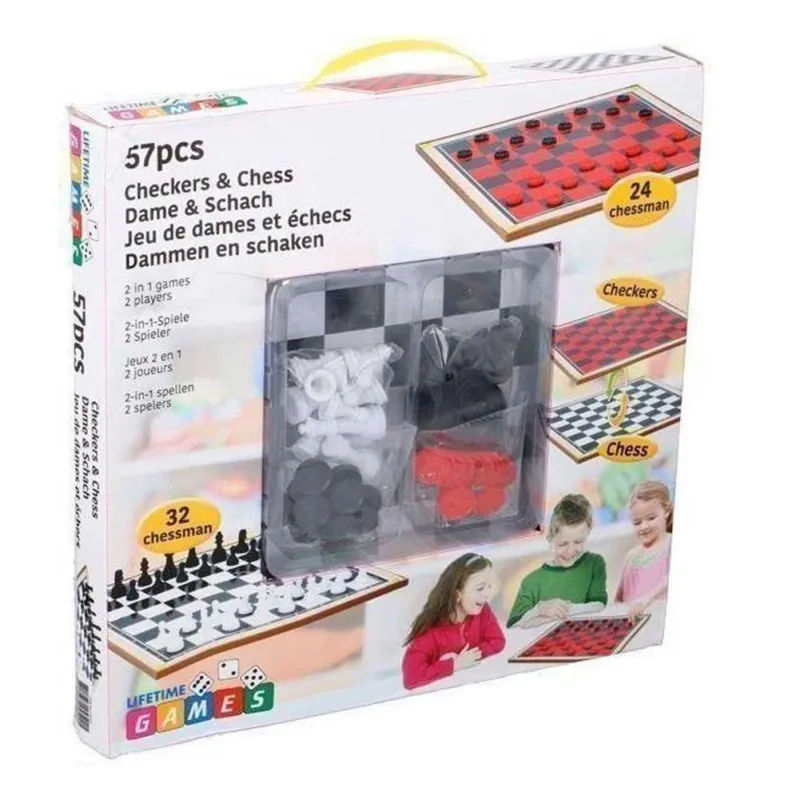 Ultima Occasione Giochi di Societa‘ da Tavolo 2 in 1 con Scacchiera in Legno per Dama e Scacchi
