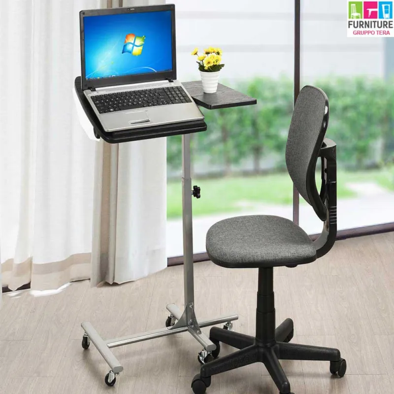Tavolino Porta PC Notebook Laptop con ruote Scrivania Altezza Regolabile Nero Prezzo Scontato