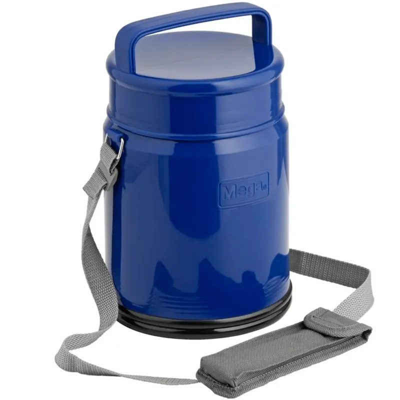 Prezzo Basso Portavivande Thermos Termico 0,68lt Con Tracolla Caldo Freddo 13x20cm Colore Blu