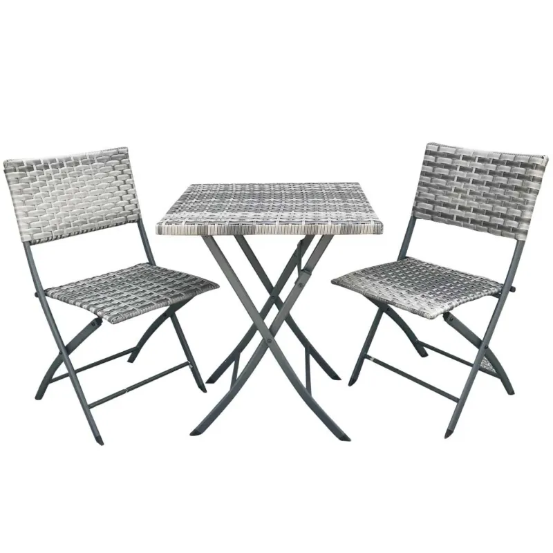 Set Pieghevole Tavole e Sedie Arredo Giardino Simil rattan x Esterno Polyrattan Must-Have