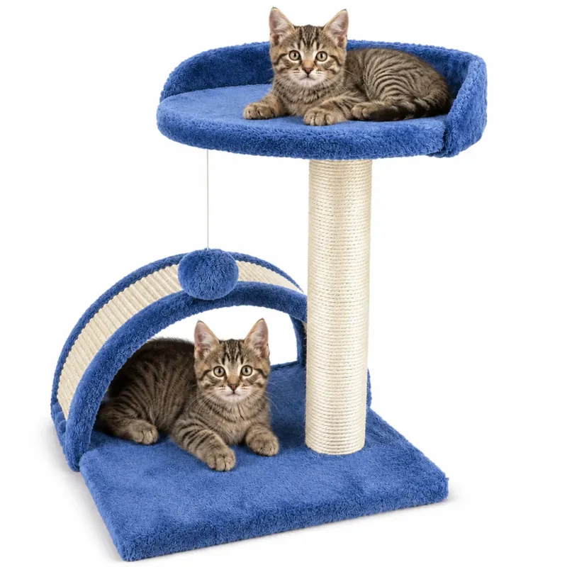 Tiragraffi Per Gatti Blu Con Gioco Pallina Palo 50cm Topolino Tunnel Soffice Compra Adesso