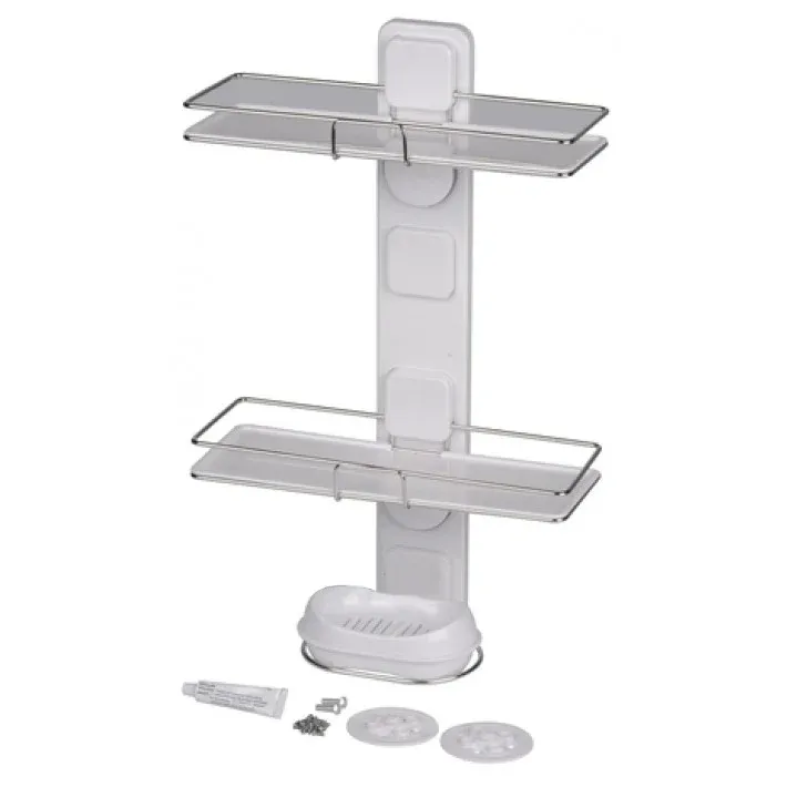 Spedito Oggi Doppia Mensola Da Bagno a Muro Organizer Verticale + Portasapone Bianco Alpina