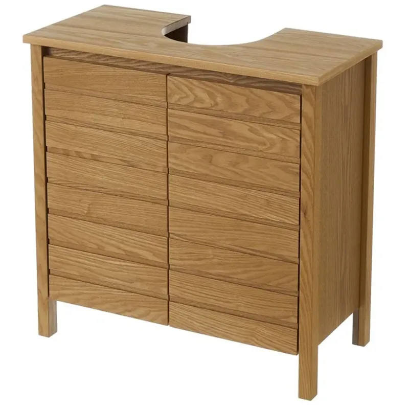 Mobile Bagno Sotto Lavabo Legno MDF Armadietto Mobiletto 2 Ante 60x30cm Quercia Popolare