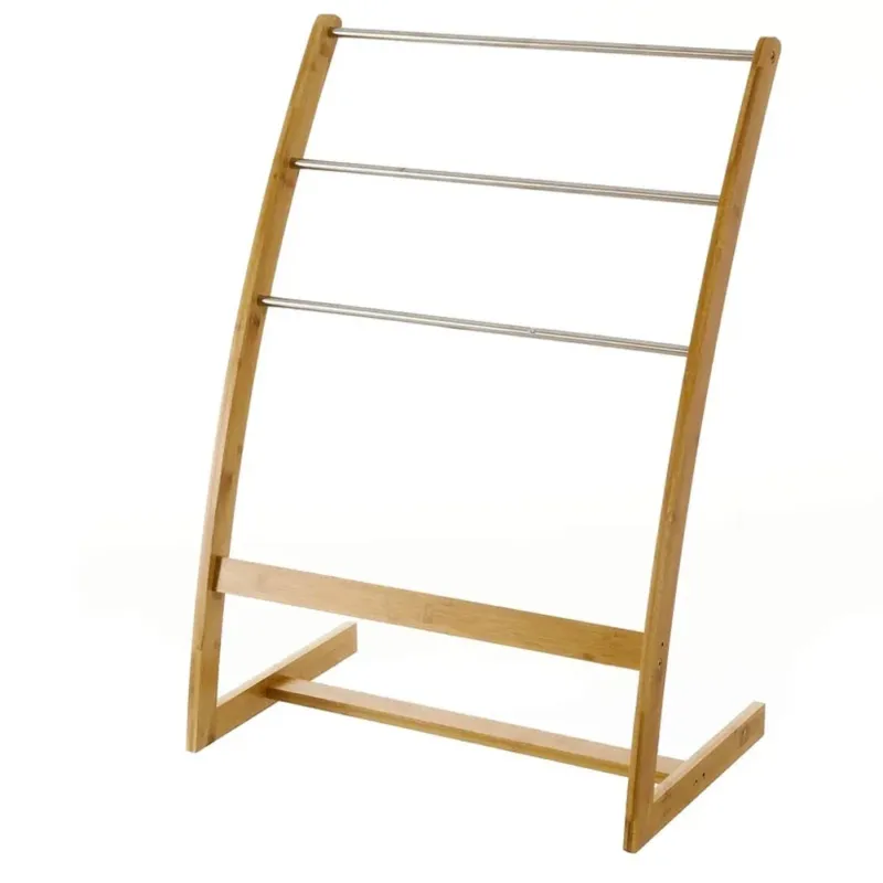 Porta Asciugamani Da Terra Piantana Legno Bambu‘ 3 Braccia Per Asciugamani Bagno Bestseller
