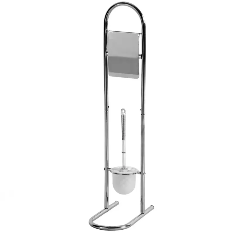 Portarotolo Con Scopino e Portascopino Accessori Bagno In Metallo Silver 79cm Prezzo Basso