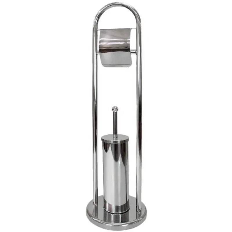 Compra Adesso Portarotolo Con Scopino e Portascopino Accessori Bagno In Metallo Cromo 22x80cm