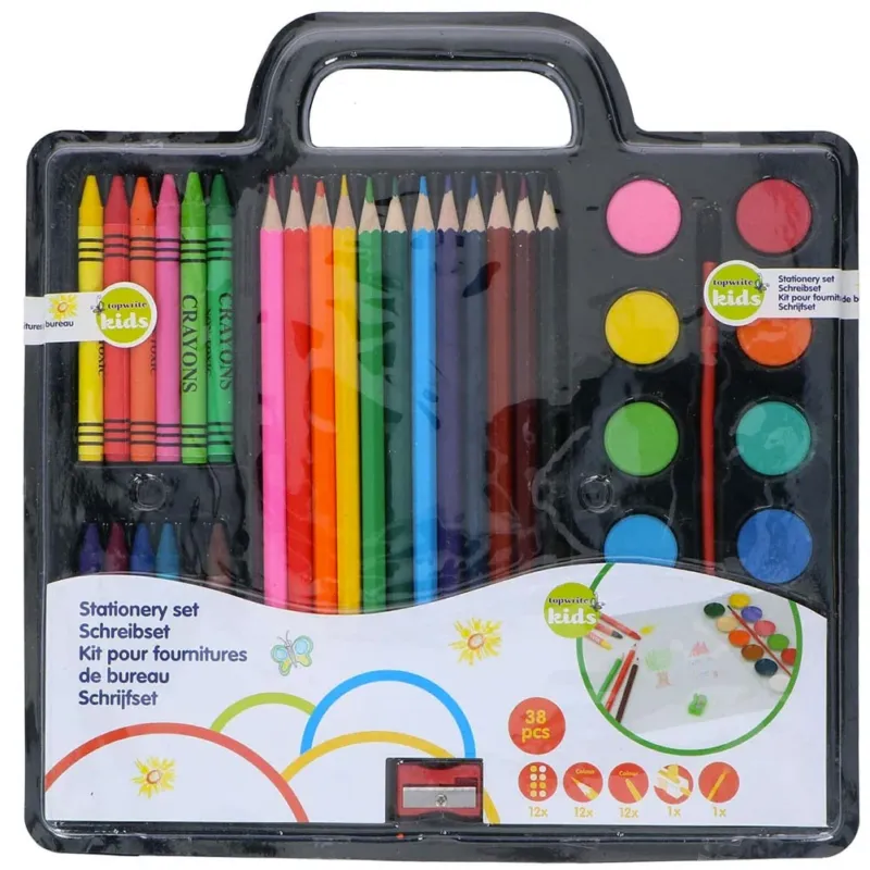 Valigetta Pittore 38pz Colori Pittura Pastelli Acquerelli Giocattolo Bambini A Buon Prezzo