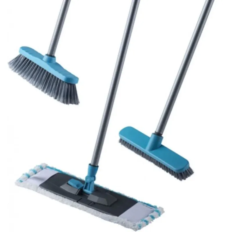 Set Pulizia Lavapavimenti con Scopa Spazzola e Mocio Pavimenti + Bastone Manico Professionale