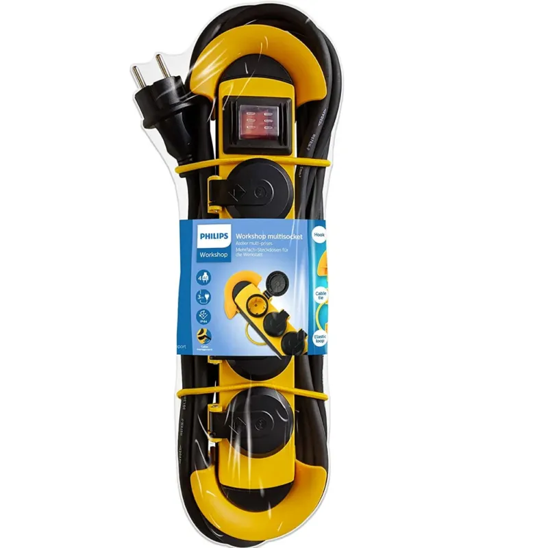 Multipresa Scarpetta Ciabatta Elettrica Esterno 4 Prese Schuko IP44 Philips 3mt Must-Have