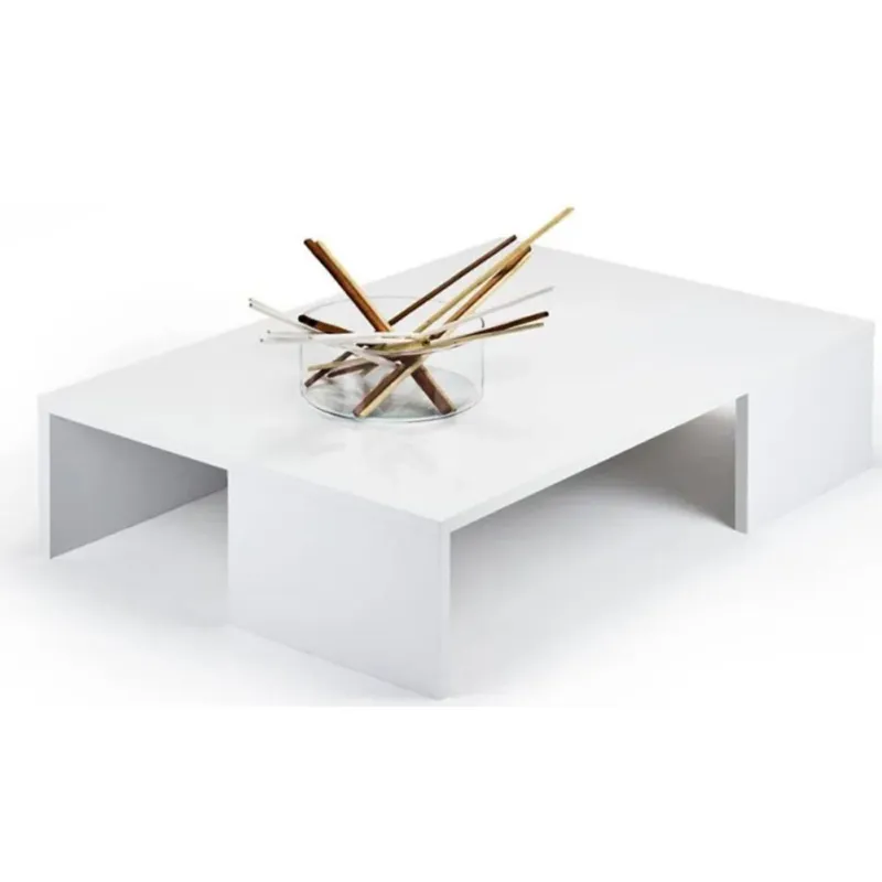 Tavolino Caffe Divano Salotto Rettangolare Basso in Legno Design Moderno Bianco Consegna Rapida