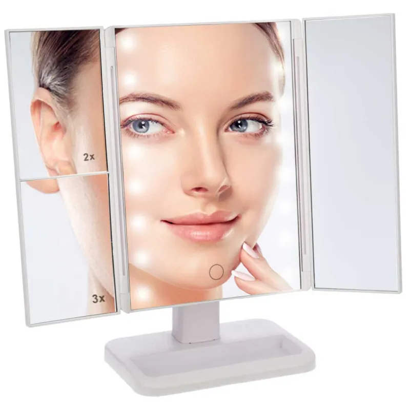 Bestseller Specchio Cosmetico 16 Luci LED Trucco Estetista Zoom 2x 3x Pieghevole Bianco