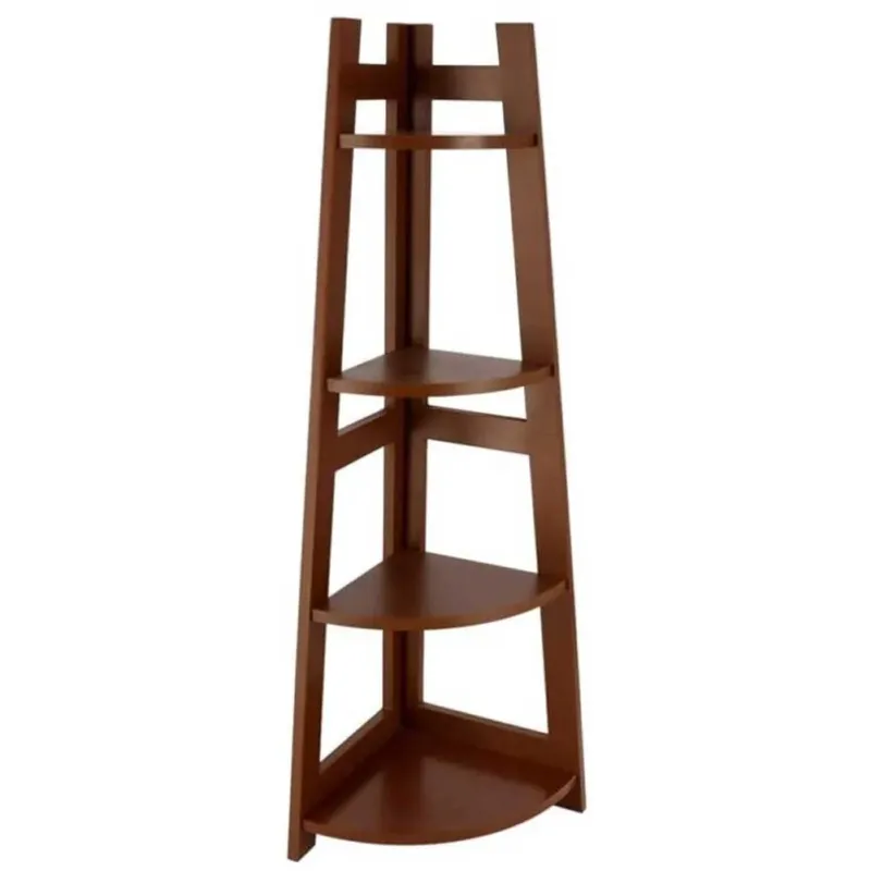 Pagamento Sicuro Scaffale Angolare 4 Ripiani Legno Libreria Angolo Multiuso 27x96x17cm Brown