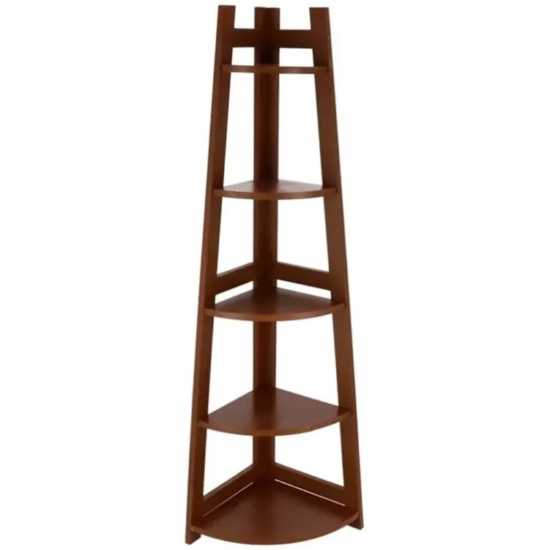 Scaffale Angolare 5 Ripiani Legno Libreria Angolo Multiuso 30x120x17cm Brown Quantità Limitata