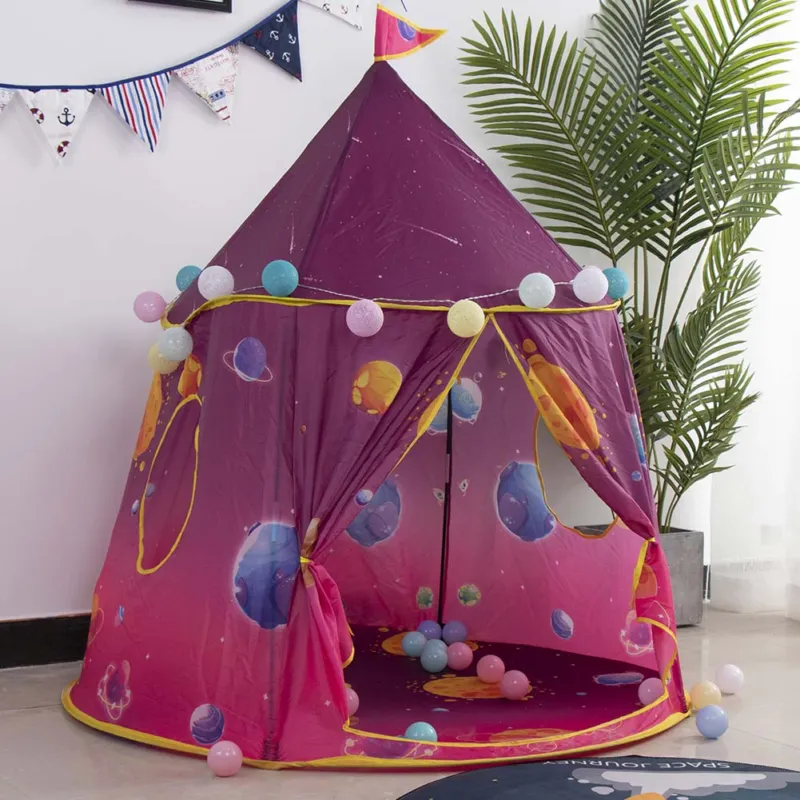 Tenda Casetta Gioco Bambini Capanna Castello Giocattolo in Tessuto 120x116 Rosa Di Tendenza