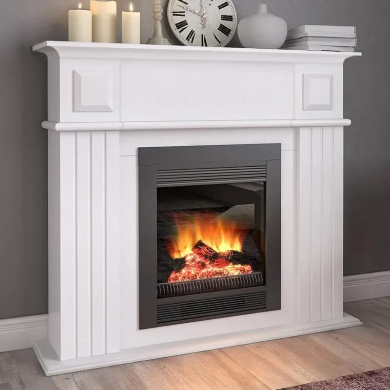Esclusivo Camino Elettrico Chicago con Cornice Legno Caminetto 1800W Completo di Mobile
