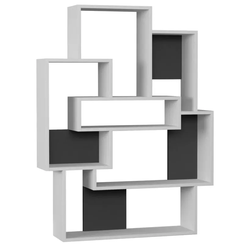 Libreria Design Moderna Scaffale 7 Ripiani 132x101x22cm Casa Ufficio Bianco Grey Promo Stagionale