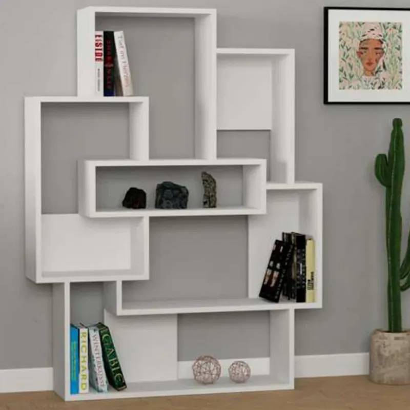 Libreria Design Moderna Scaffale 7 Ripiani 132x101x22cm Casa Ufficio Bianco Prezzo Conveniente