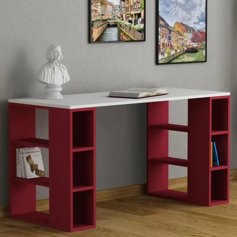 Direttamente Dal Produttore Scrivania Libreria 6 Ripiani Tavolo Porta Pc Computer Legno Casa Ufficio Bordo