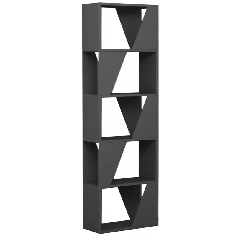 Libreria Design Moderna Scaffale 5 Ripiani 168x54x24cm Casa Ufficio Grigio Professionale