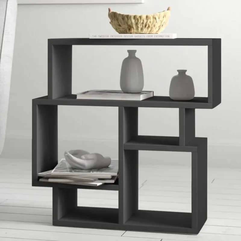 Ultime Pezzi Libreria Tavolino Laterale Divano Design Moderno 5 Ripiani 60x22x54 Casa Grigio