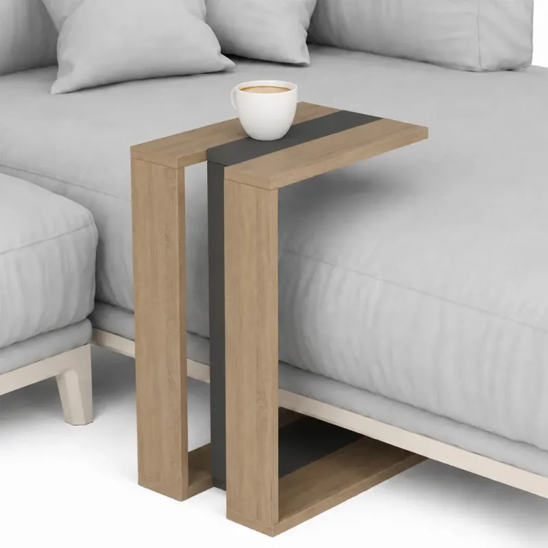 Tavolino da Caffe Porta PC Laterale Divano in Legno MDF Quercia 57x40x30cm Miglior Prezzo
