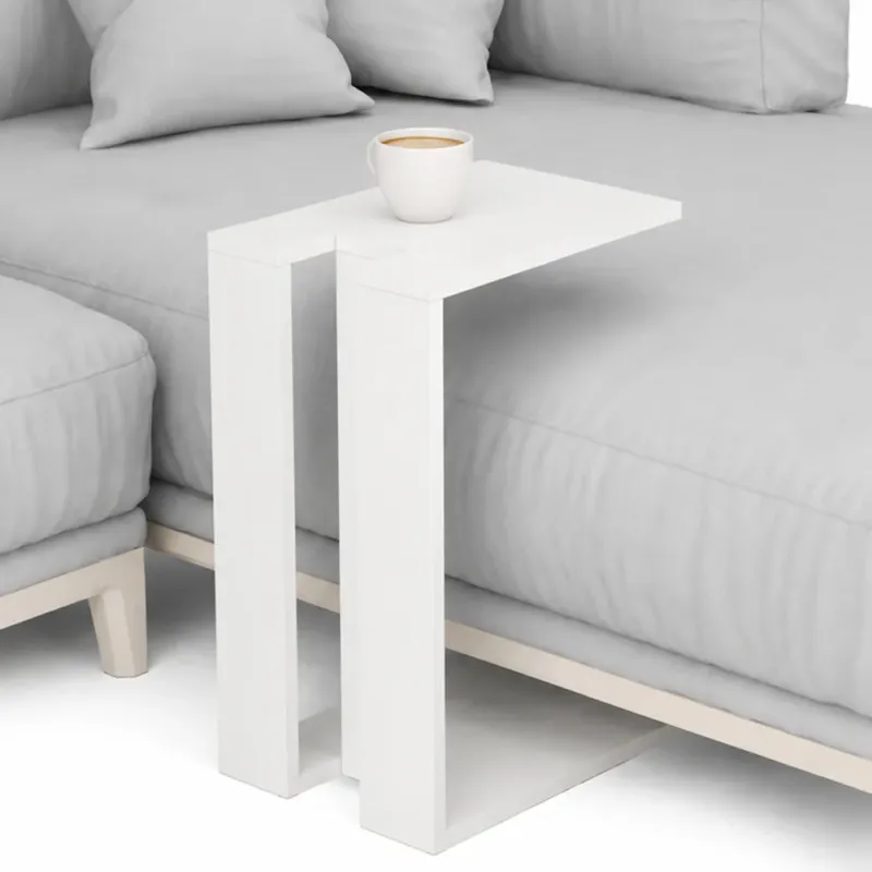 Tavolino da Caffe Porta PC Laterale Divano in Legno MDF Bianco 57x40x30cm Solo Oggi