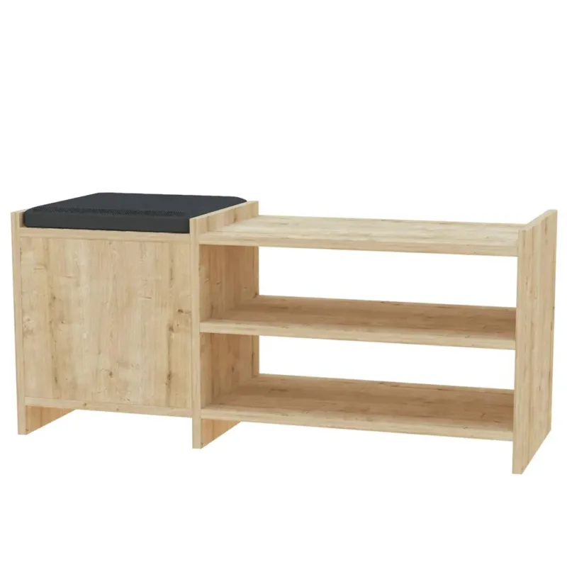 Economico Panca Scarpiera Ingresso Casa 2 Ripiani Porta Scarpe con Anta e Cuscino Rovere