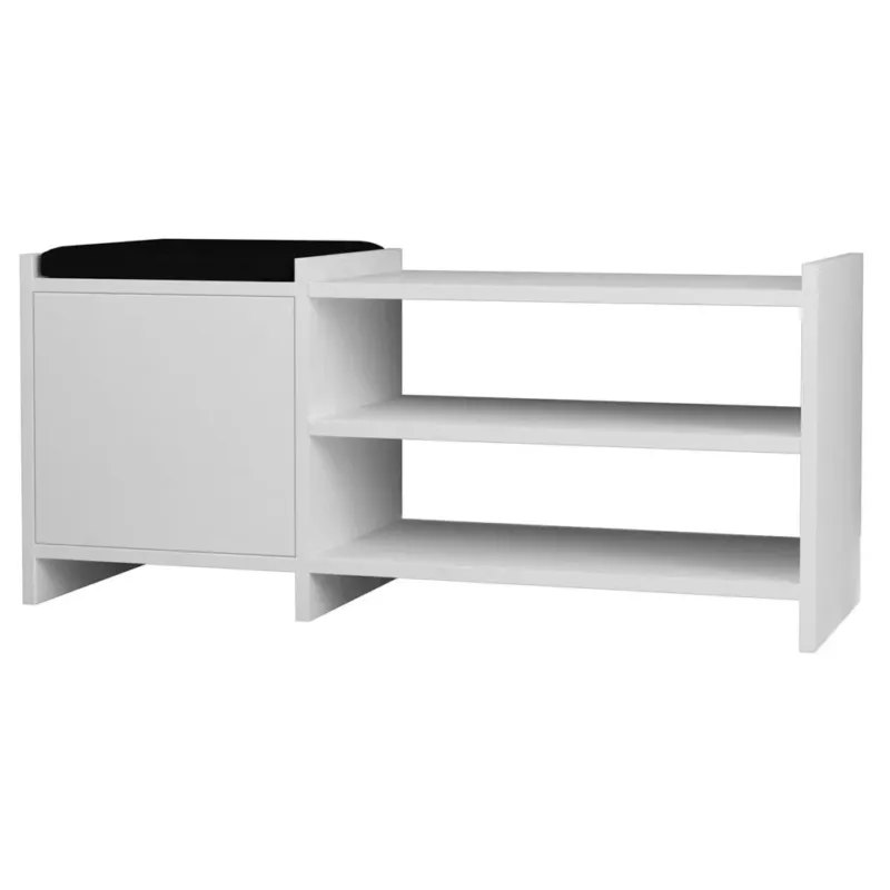 Super Prezzo Panca Scarpiera Ingresso Casa 2 Ripiani Porta Scarpe con Anta e Cuscino Bianco