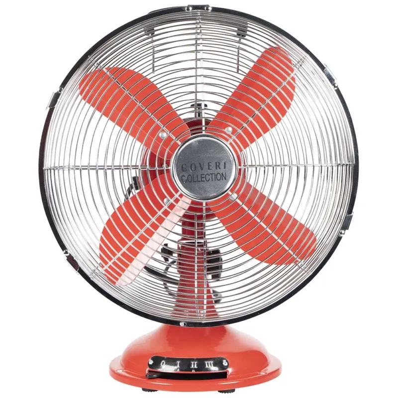 Ventilatore da Tavolo Acciaio 35W 4 Pale 40cm 3 Velocita Design Vintage Rosso Offerta Speciale