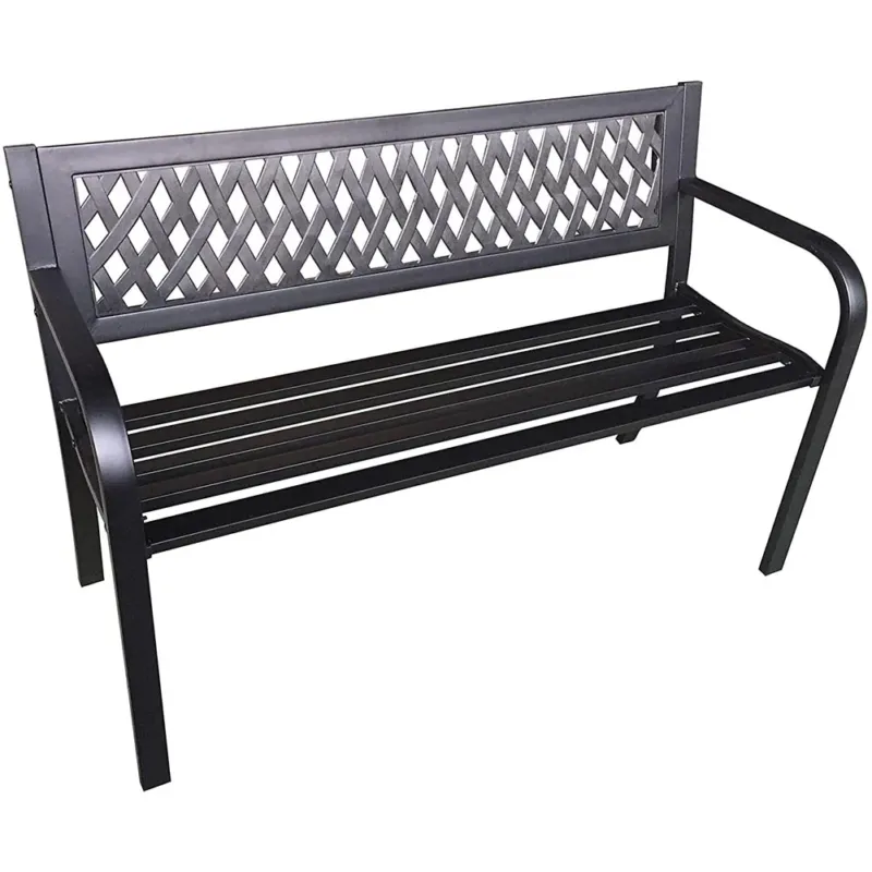 Ultimissimo Modello Panchina da Esterno Giardino Panca ABS e Struttura in Acciaio Nero 120x50x75cm
