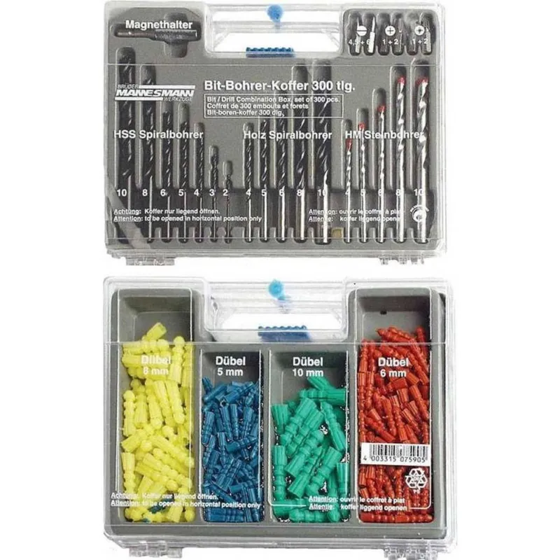 Super Prezzo Set Punte Trapano Avvitatore + Tasselli Fisher 300pz Varie Dimensioni Valigetta