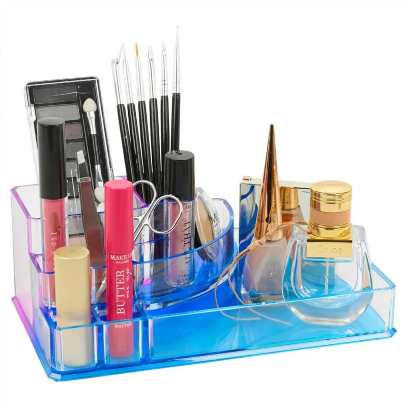 Subito Disponibile Conteitore Organizer Portatrucco in Plastica 8 Scomparti Porta Trucchi Make Up