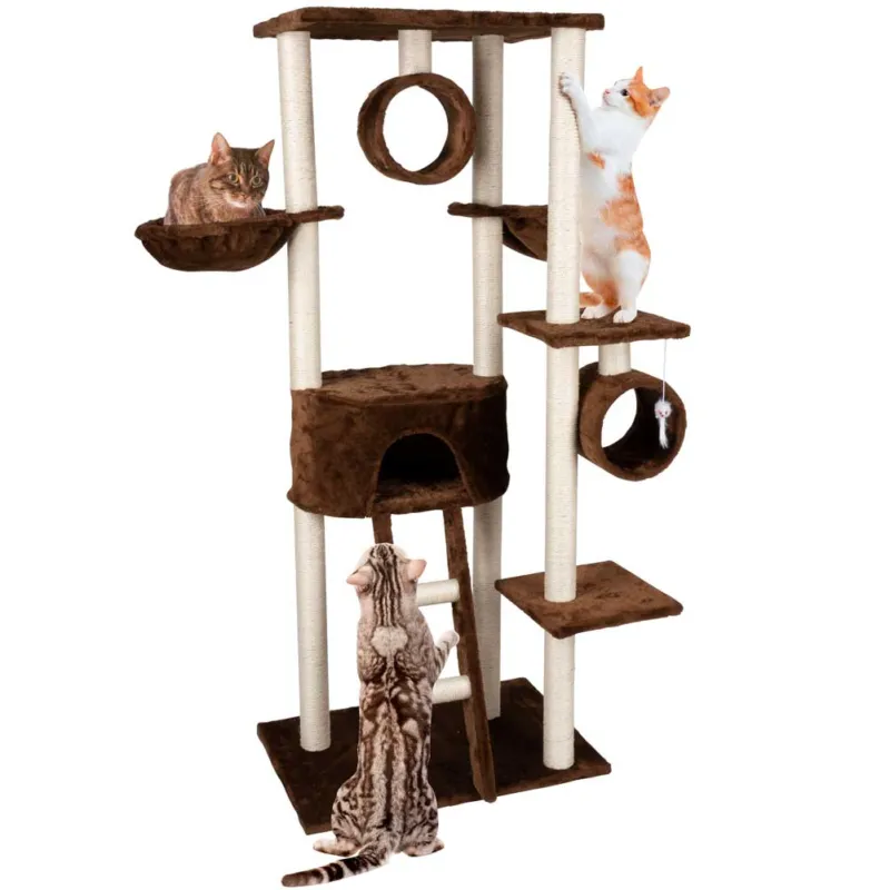 Tiragraffi Gatti Albero Sisal Parco Giochi Gatto Tira Graffi Alto 165cm Marrone Bestseller