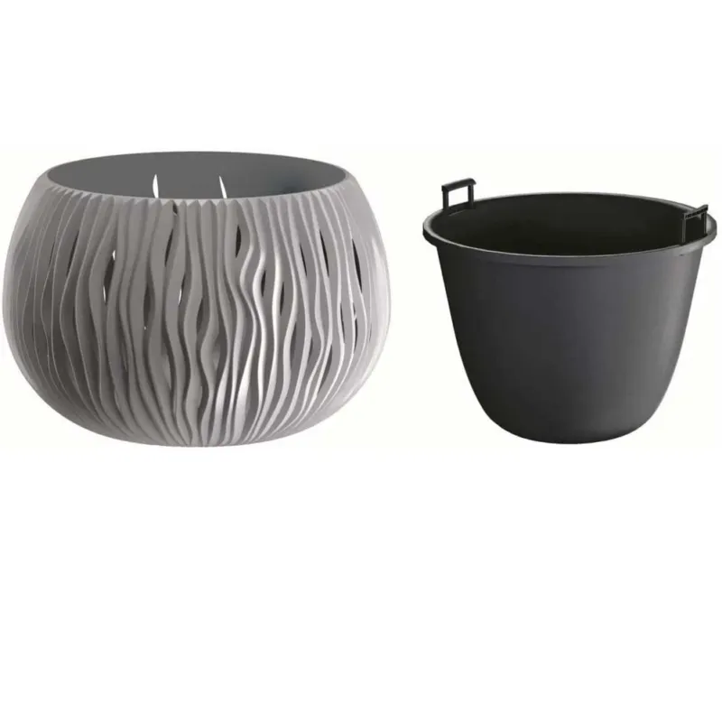 Promo Stagionale Fioriera Vaso Decorativo Design Moderno Fiori Piante Casa Esterno 29cm Grigio