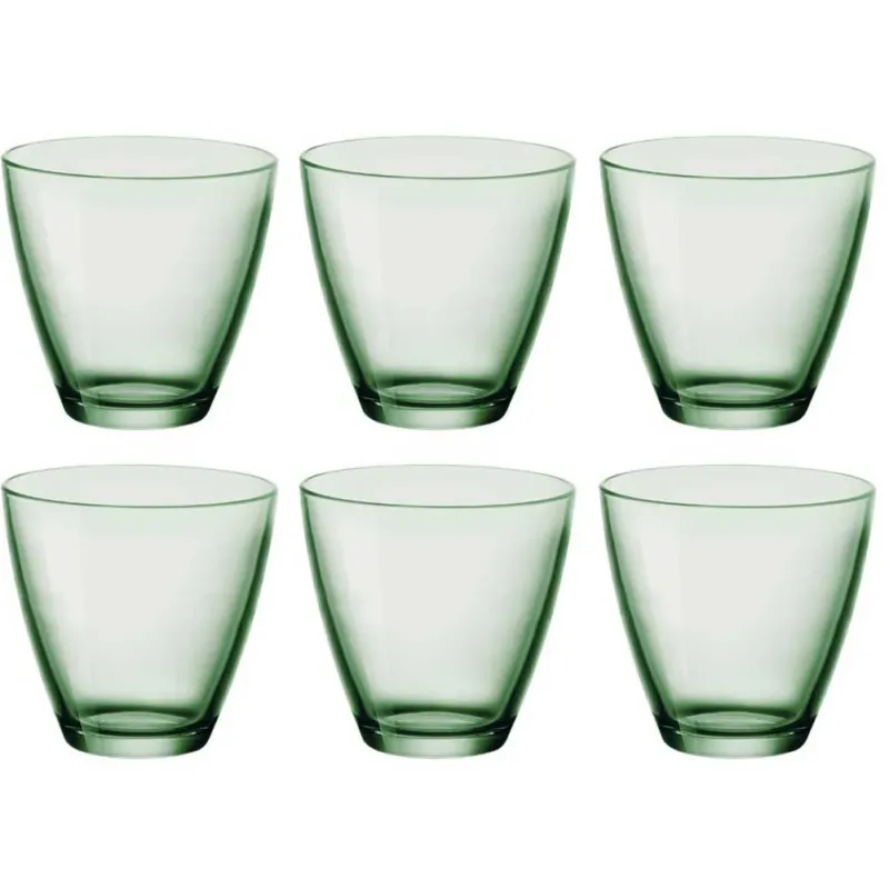 Di Tendenza Set 6 Bicchieri in Vetro Bormioli Bicchiere per Acqua Vino Bibite Verde 26CL