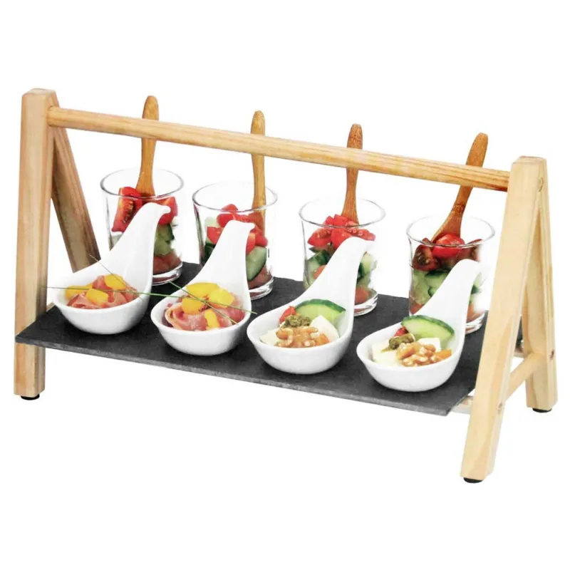 Super Prezzo Vassoio Alzata Ardesia e Legno + Set Aperitivo Ciotole e Bicchieri Stuzzihini