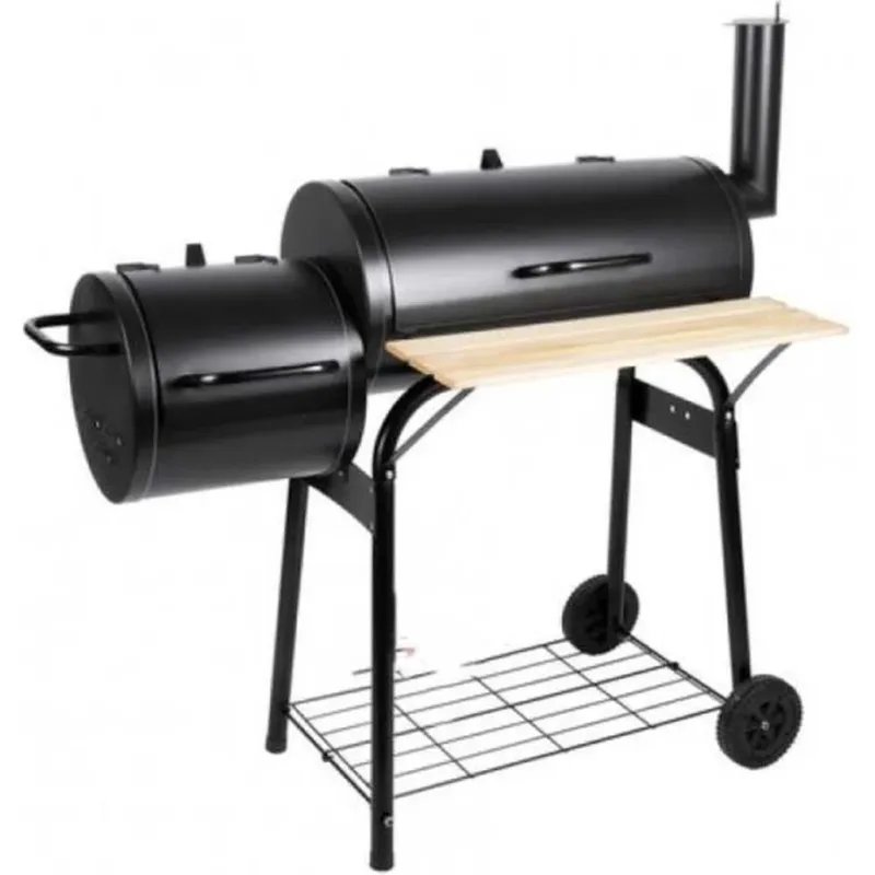 Spedito Oggi Barbecue Carbone + Affumicatore BBQ Giardino Griglia Carbonella Canna Fumaria