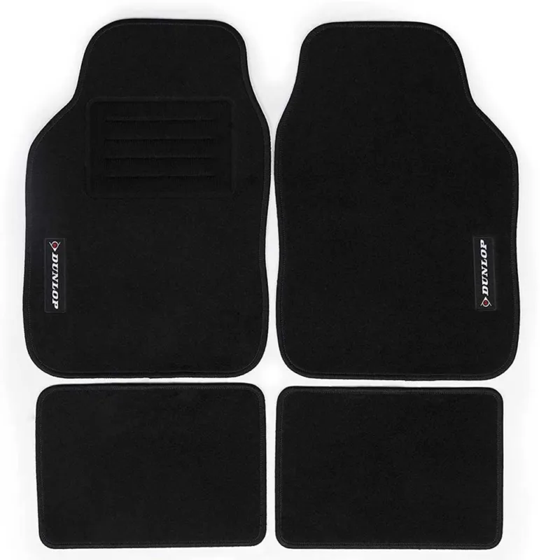 4x Tappeti Auto Tappetini Anteriori Posteriori in Gomma Moquette Universali Nero Soddisfatti O Rimborsati