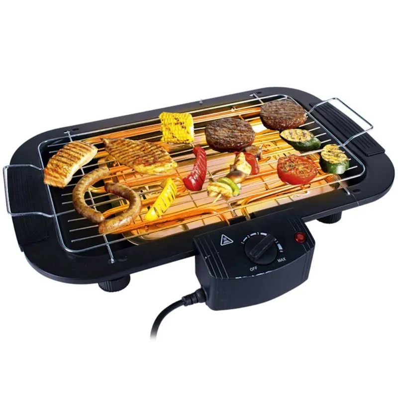 Barbecue Elettrico da Tavolo Griglia bbq con Termostato Regolabile 2000W Nero Soddisfatti O Rimborsati