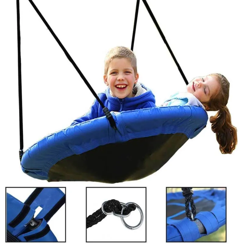Popolare Altalena Rotonda a NIdo da Giardino Diametro 110cm Gioco Bambini Tessuto Oxford