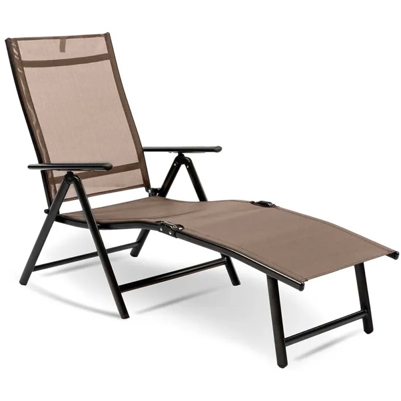 Must-Have Sedia Sdraio Campeggio Pieghevole Lettino Prendisole Reclinabile Textilene Brown