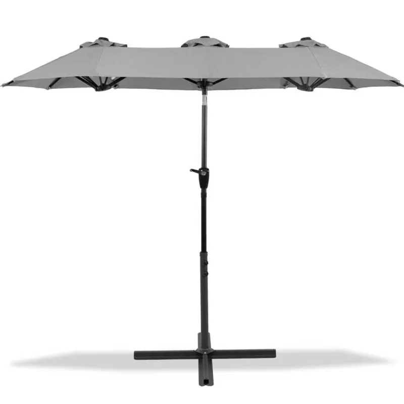 Nuovo Arrivo OMBRELLONE DA GIARDINO DOPPIO 300 x 150 cm GRIGIO
