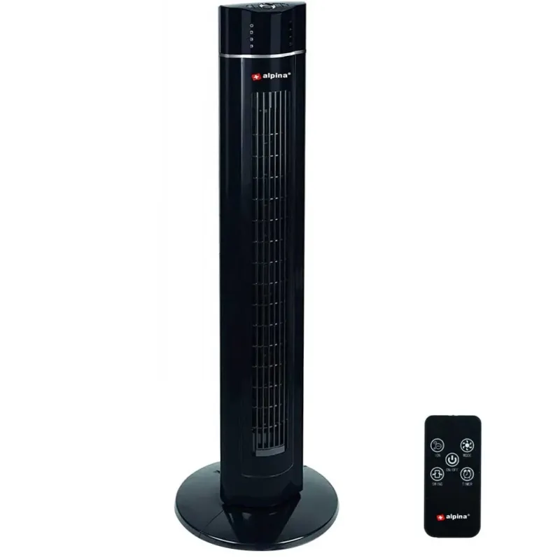 Reso Gratuito Ventilatore Torre Colonna Oscillante 60W 107cm 3 Velocita Timer Telecomando Nero